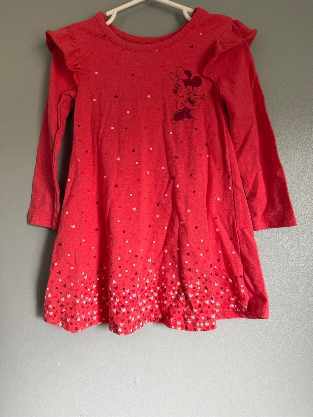 Disney Minnie‎ Mouse Coral Pink Long Sleeve Dress 2T
